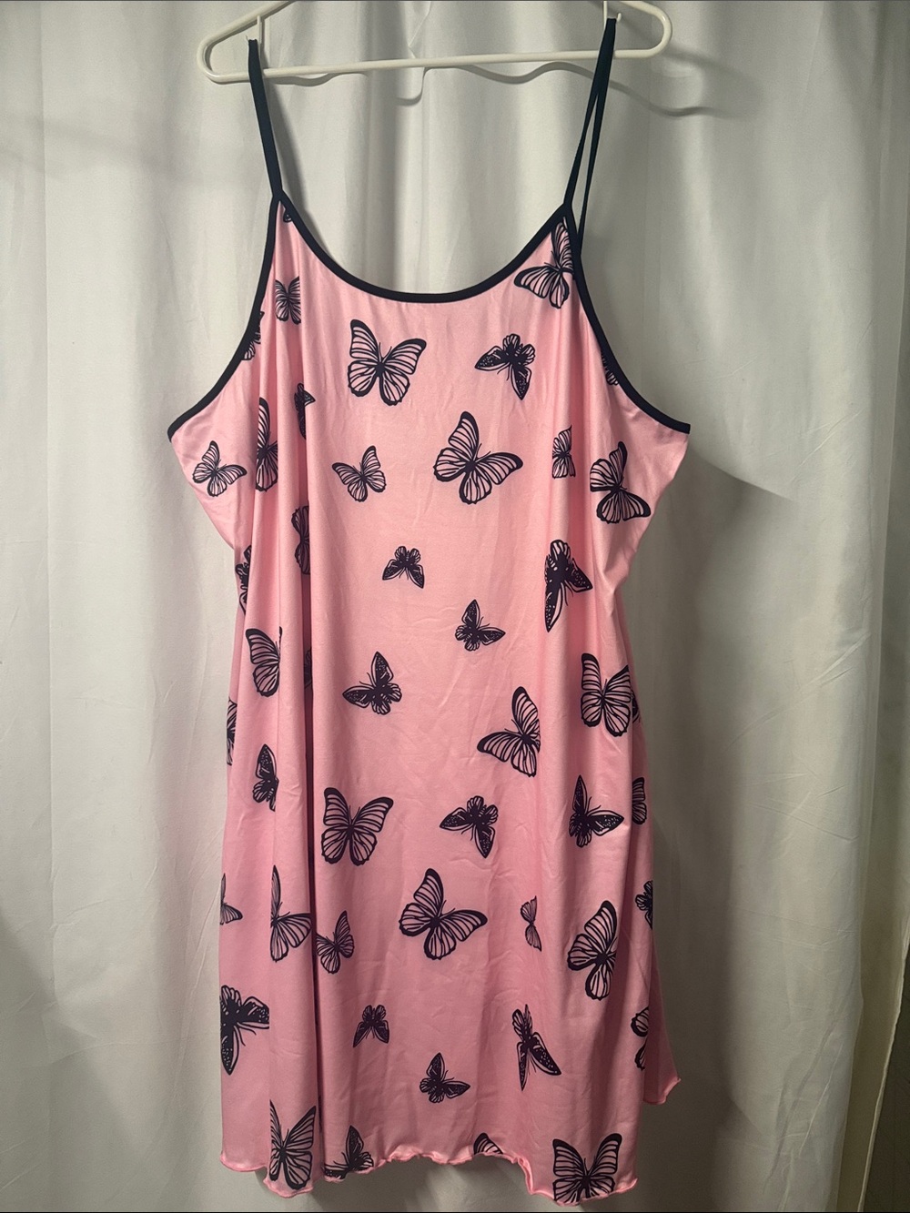 Pink Butterfly Scoop Neck Sleep Chemise